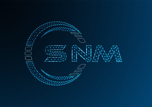 SNM low poly letter logo vector design. SNM lower poly logo design. Low poly logo.