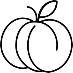 Apricot Icon, Apple Summer Food Symbol Vector Stock Illustration, Line Icon Style Design.