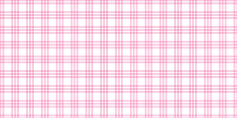 Pink gingham plaid pattern background. Seamless tartan design with soft pastel pink lines on white backdrop, perfect for fabric, wallpaper, or digital decoration.