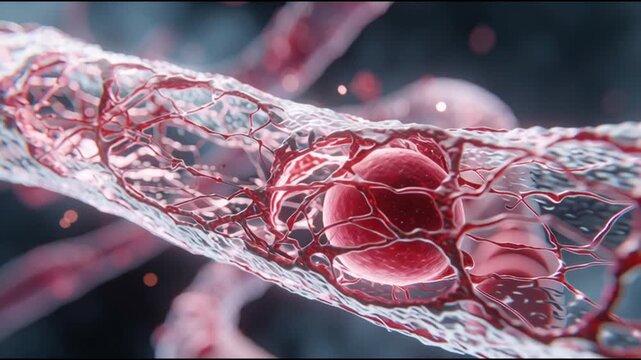 Vascular damage artery medicine. Inflammation disease. Cholesterol. Plaque medicine. Ischemia. Detailed illustration of blood vessel anatomy and structure.