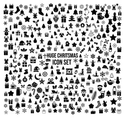 Christmas Line Icon Bundle | 330+ Minimal Vector Icons | Winter Holiday, New Year, Santa, Gift, Tree, Snowflake Set