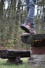 hiking boots in forest