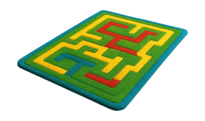Vibrant play mat featuring a maze design to enhance problem-solving and spatial skills.