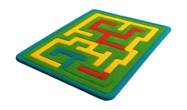 Vibrant play mat featuring a maze design to enhance problem-solving and spatial skills.