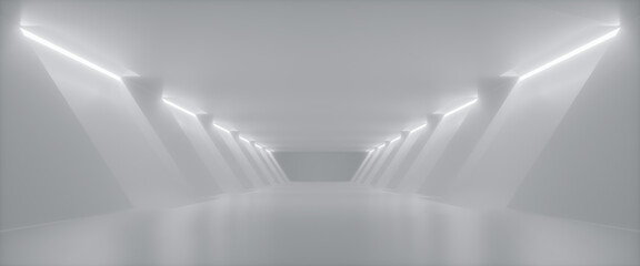 Abstract Futuristic empty floor and room Sci-Fi Corridor With light for showcase,room,interior,display products.Modern Future cement floor and wall background technology interior concept.3d render