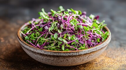 Colorful microgreens in a bowl