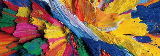 Abstract painting with vibrant, layered colors