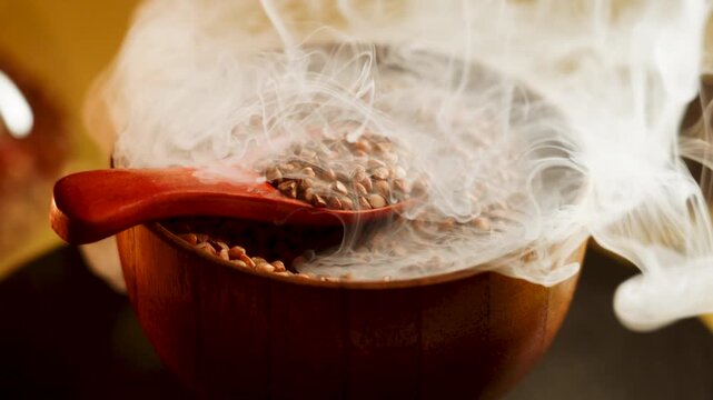 Explore the goodness of buckwheat groats in a steaming bowl of nutritious grains