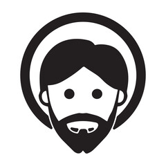 Christ Face icon or logo isolated sign symbol vector illustration - high quality black style vector icons