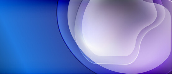 Abstract blue purple layers create flowing shapes. Soft gradients suggest depth, modern design, smooth transitions. Minimalist aesthetic.