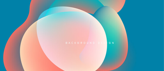 Abstract fluid shapes overlap, creating vibrant color gradients. Soft hues blend seamlessly, forming modern background design.
