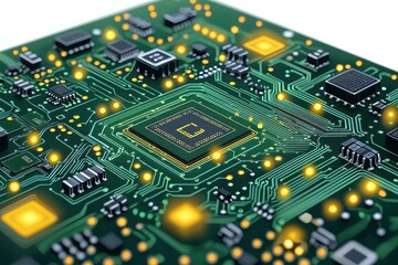 Obraz premium Minimalist vector illustration of a computer chip with circuit patterns