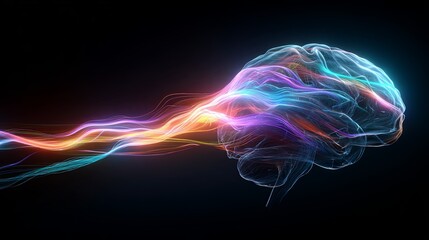 Illuminated neural network activity flows dynamically into a stylized human cerebrum