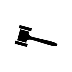 A black silhouette of a gavel, a symbol often associated with law, justice, and auctions.