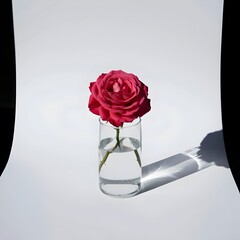 Stunning Pink Rose in Water with Soft Shadows.