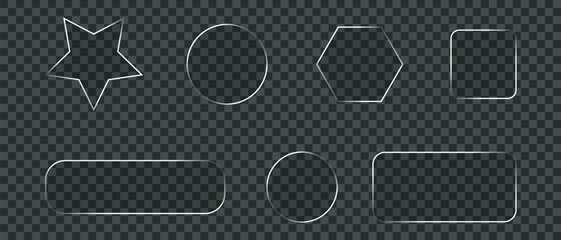 Outline geometric shapes set with transparent background &mdash; circle, star, hexagon, and rounded rectangle vector design