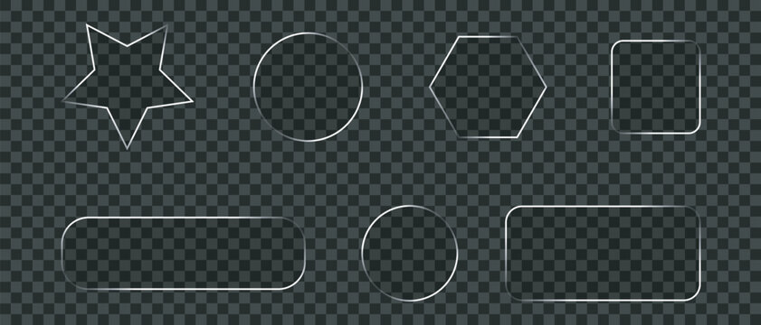 Outline geometric shapes set with transparent background &mdash; circle, star, hexagon, and rounded rectangle vector design