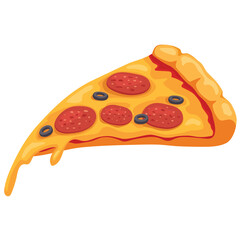 Pixel Art Slice Of Pepperoni Pizza With Olives And Melted Cheese On A Transparent Background