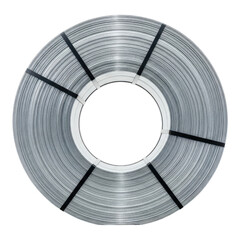 Steel strapping roll isolated on transparent background for industrial packaging use