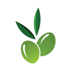 Glossy Green Olives with Leaves – Minimalist Mediterranean Icon