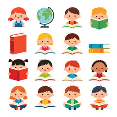 children reading books