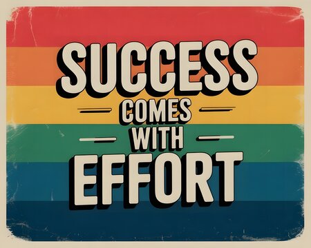 Retro success comes with effort motivational quote