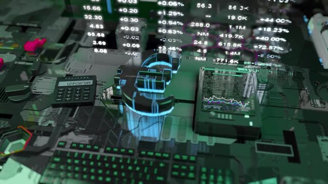 Powerful Quantum AI component on motherboard with data transfers.