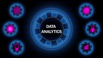 Digital Data Analytics Concept with Futuristic Interface and Icons big data technology - Powered by Adobe