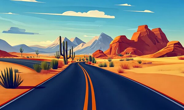 Cinematic aerial footage showing highway road through desert canyon,generative ai
