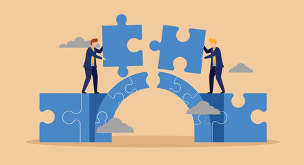 Business teamwork collaboration puzzle solution partnership strategy idea