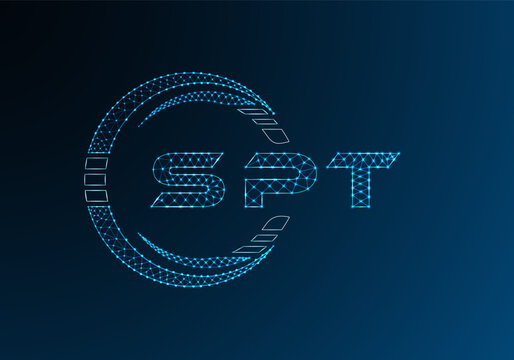 SPT low poly letter logo vector design. SPT lower poly logo design. Low poly logo.
