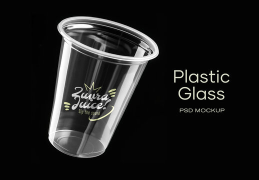 Transparent Plastic Glass Mockup Design Psd
