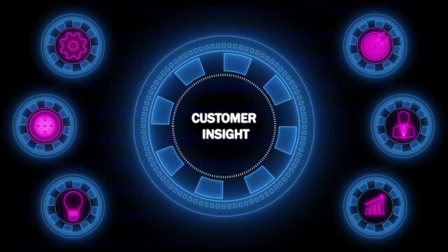 Customer Insight Concept with Digital Interface and Icons on Binary Code Background technology futuristic