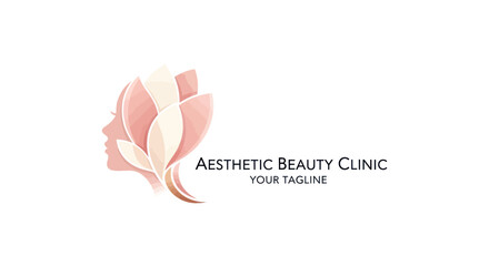 Elegant logo design for an aesthetic beauty clinic with a womans profile.