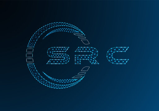 SRC low poly letter logo vector design. SRC lower poly logo design. Low poly logo.