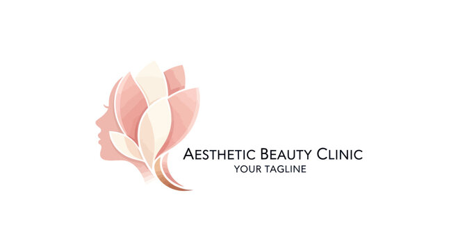Elegant logo design for an aesthetic beauty clinic with a womans profile.