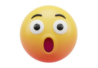 Fototapeta premium Surprised yellow emoji with wide open mouth and eyes