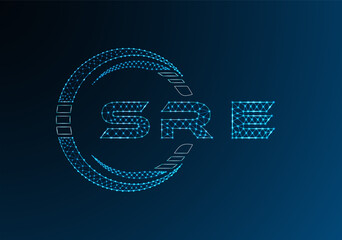 SRE low poly letter logo vector design. SRE lower poly logo design. Low poly logo.