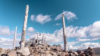 Kurumayama Shrine under a Clear Blue Sky