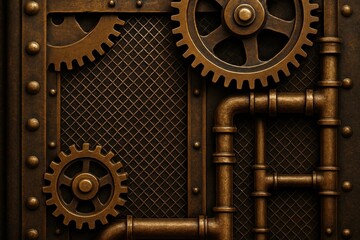 Obraz premium Industrial steampunk gear illustration