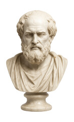 A detailed marble bust of a classical philosopher for living room display.