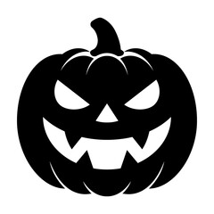 A collection of Halloween pumpkin icons with scary face variations in a simple. Vector Illustration.