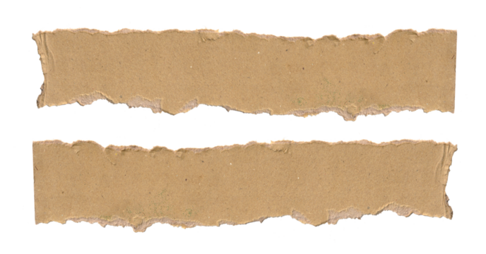 torn brown paper strips with rough edges isolated on white background