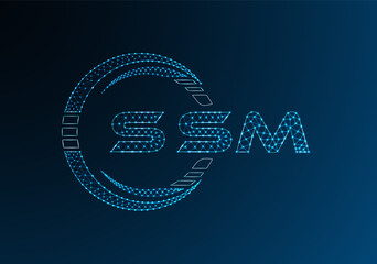 SSM low poly letter logo vector design. SSM lower poly logo design. Low poly logo.
