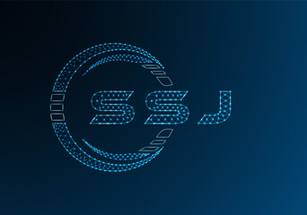 SSJ low poly letter logo vector design. SSJ lower poly logo design. Low poly logo.