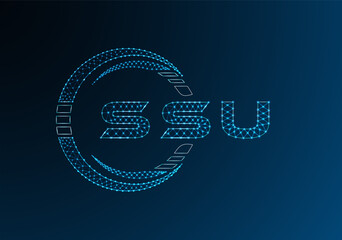 SSU low poly letter logo vector design. SSU lower poly logo design. Low poly logo.