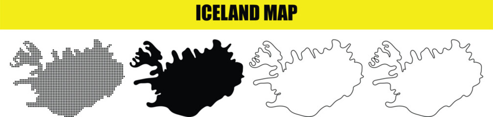 Hand made Detailed Iceland map vector illustration in multiple styles perfect for infographic and design elements