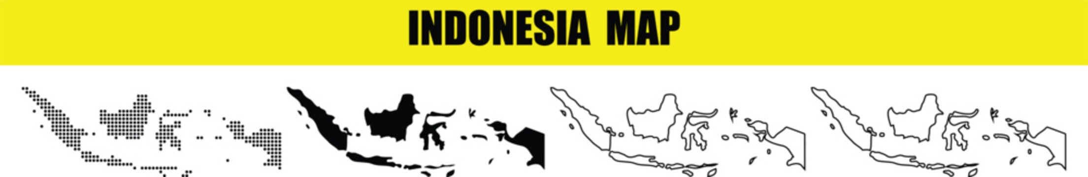 Hand made Indonesia map vector illustration different styles and variations for infographic and design element
