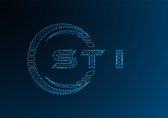 STI low poly letter logo vector design. STI lower poly logo design. Low poly logo.