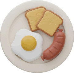 Delicious breakfast with egg, toast, and sausage